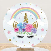 Lofaris Rainbow And Stars Sky Unicorn Themed Round Backdrop